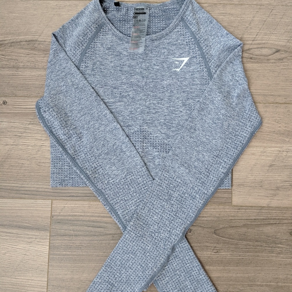 Gymshark Vital Seamless Crop - Steel Blue Marl